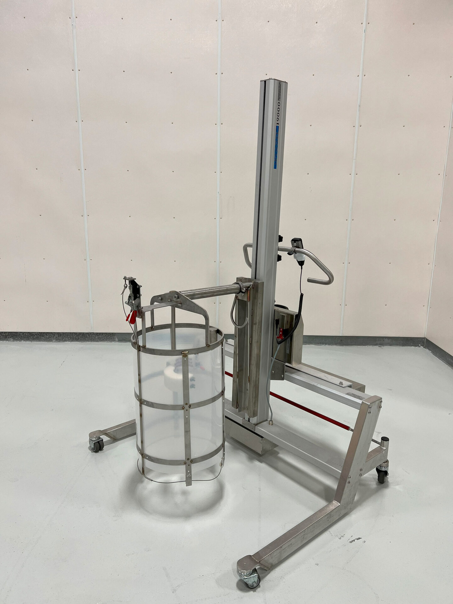 Drum lift roller equipment for efficient material handling in food processing automation.