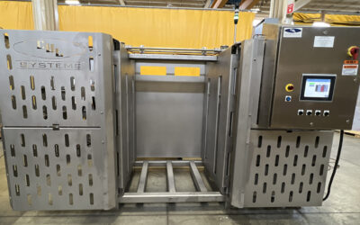 Frozen Block Separator machine designed for bulk material handling in food processing, featuring stainless steel construction and control panel for efficient operation.